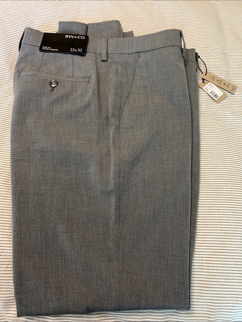 RW&CO. Men's Light Grey Flat-Front Dress pants